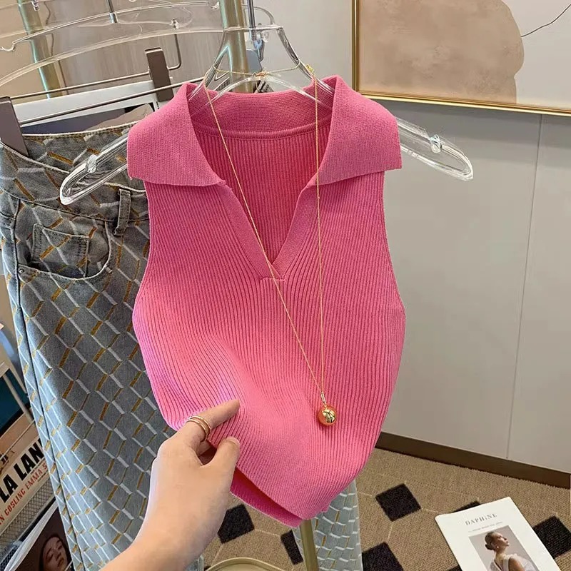 Tank Top Ribbed - Kadın Gül Rengi Nervürlü Örme Atlet