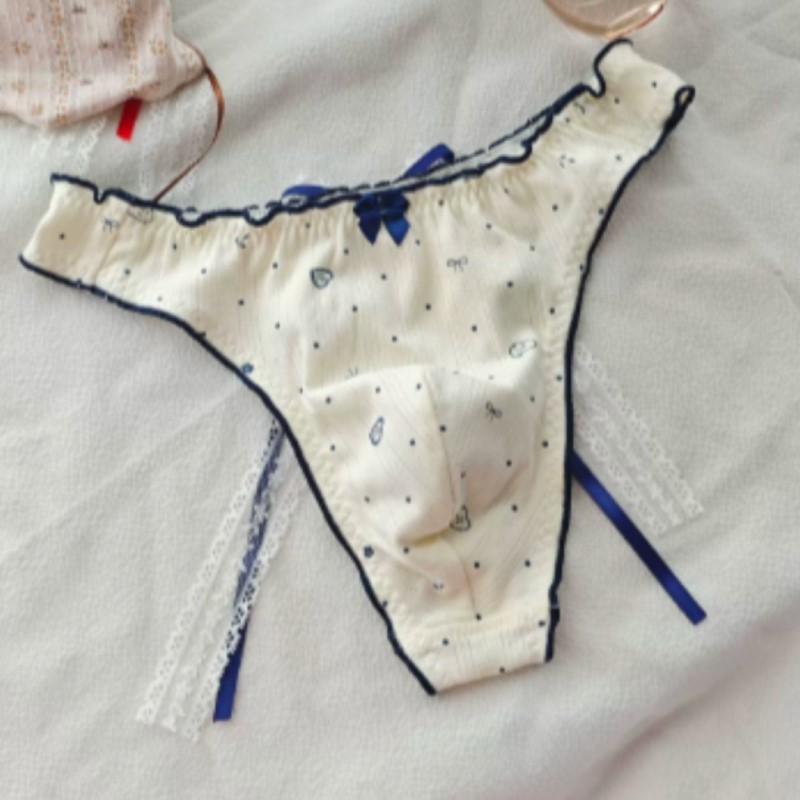 Pouch Boxer Pouch - Japon Yeni Tatlı Çiçek Desenli Fiyonklu