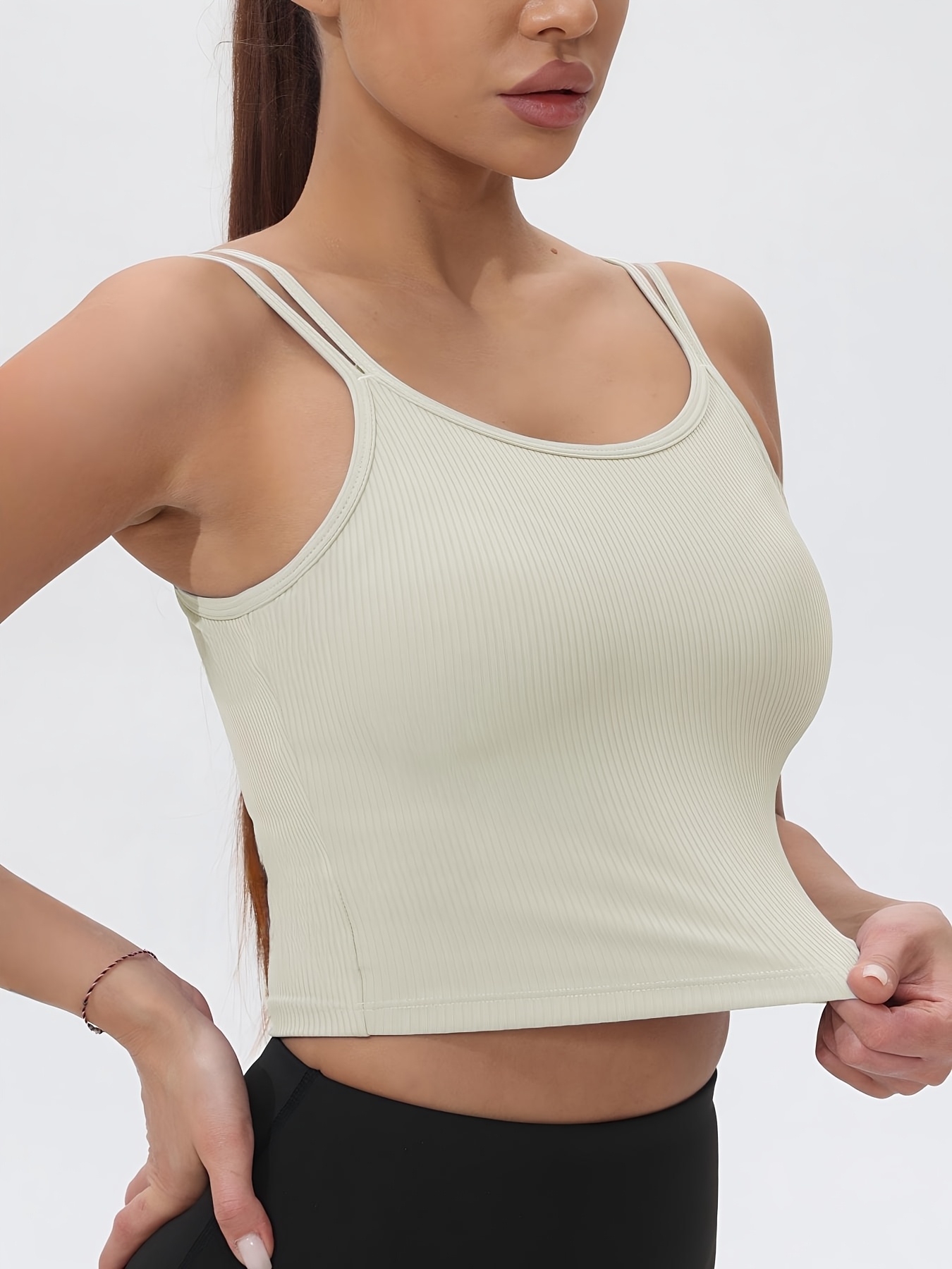 Tank Top Ribbed - Fitfemme Kadın Nervürlü Kolsuz Kısa Spor